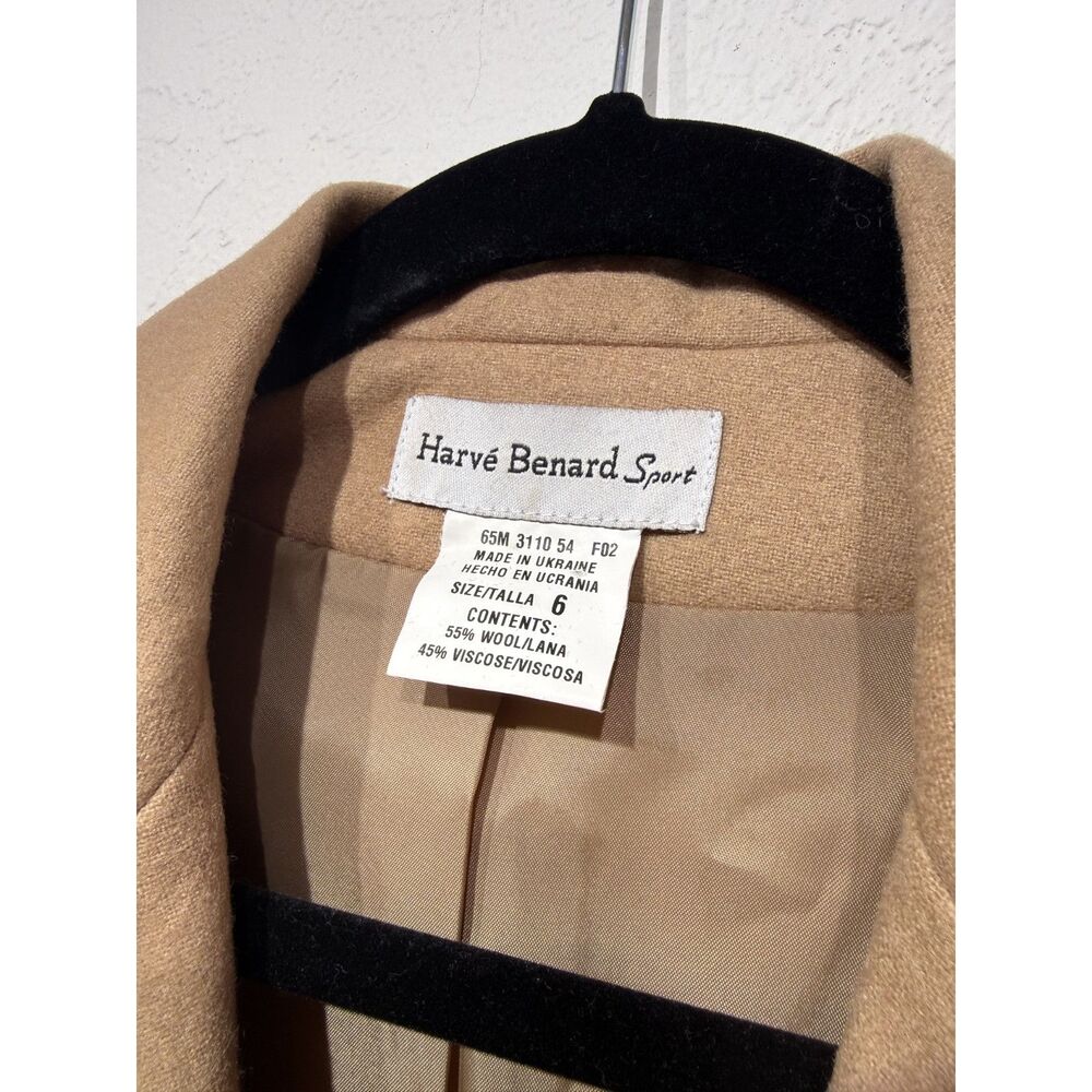 Wool Blend Blazer Women 6 Vintage Y2K Harvé Benard Camel Coat - Picture 2 of 7